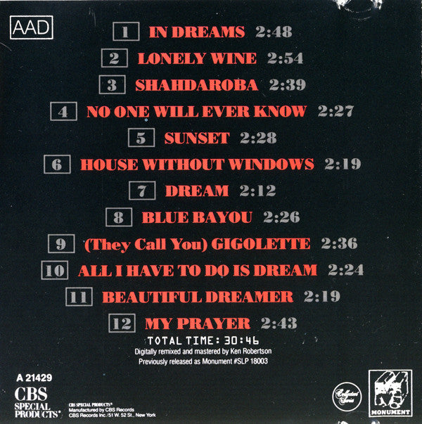 Roy Orbison : In Dreams (CD, Album, RE, RM)