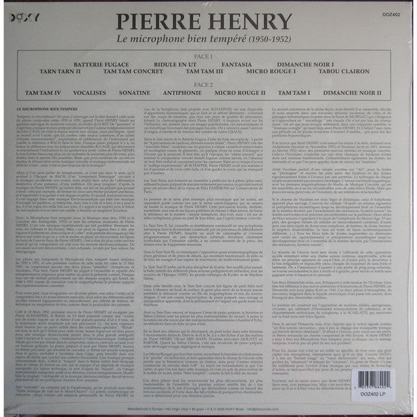 Pierre Henry : Le Microphone Bien Tempéré (LP, RE, 180)