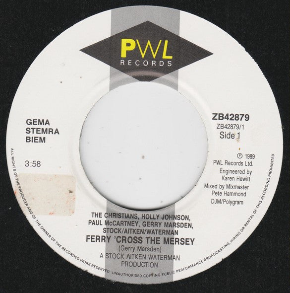 The Christians, Holly Johnson, Paul McCartney, Gerry Marsden & Stock, Aitken & Waterman : Ferry 'Cross The Mersey (7", Single)