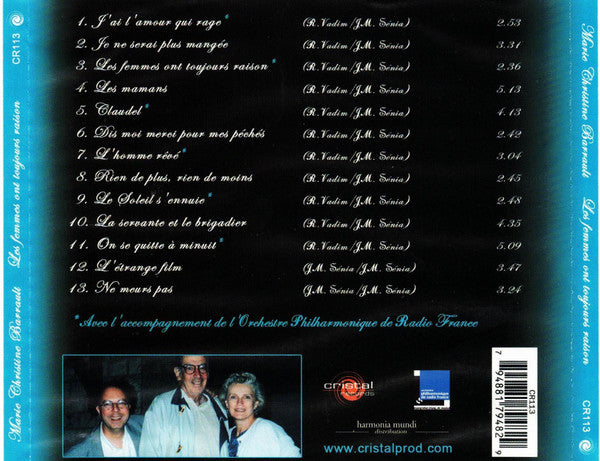 Marie-Christine Barrault : Les Femmes Ont Toujours Raison (CD, Album)