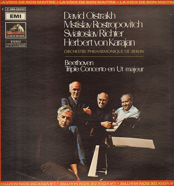 Ludwig van Beethoven - David Oistrach, Mstislav Rostropovich, Sviatoslav Richter, Herbert von Karajan, Berliner Philharmoniker : Triple Concerto En Ut Majeur (LP, Album, RE, Gat)