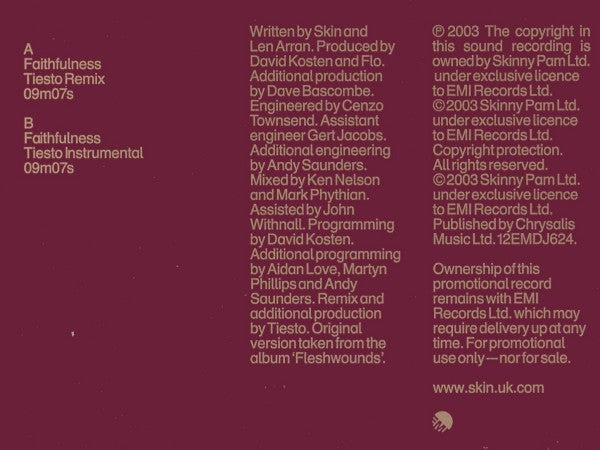 Skin : Faithfulness (Tiesto Remix) (12", Promo)