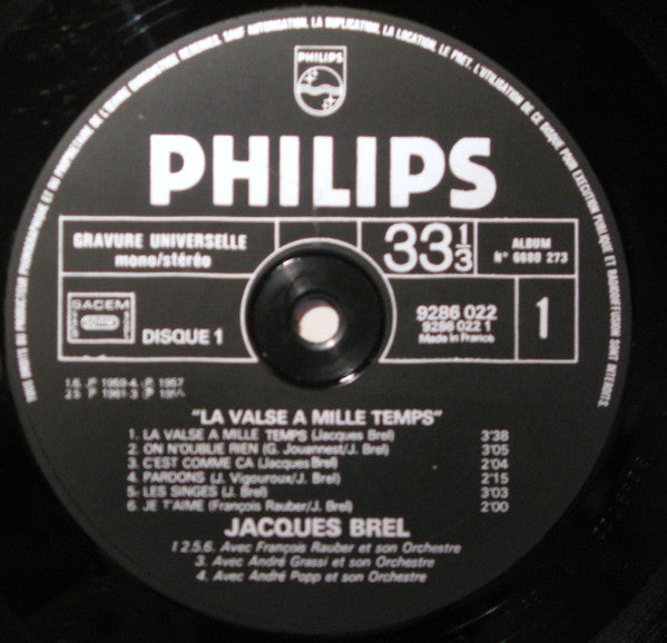 Jacques Brel : La Valse A Mille Temps (2xLP, Comp)