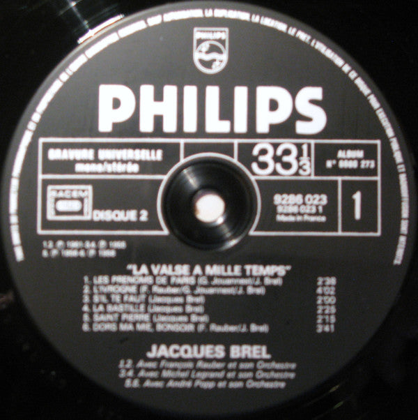 Jacques Brel : La Valse A Mille Temps (2xLP, Comp)