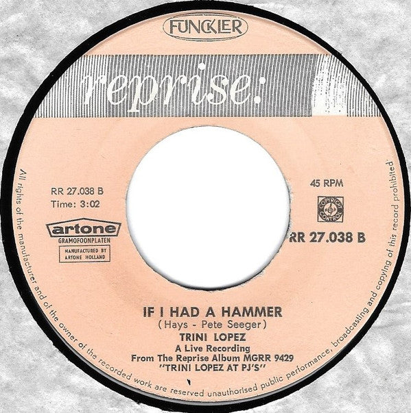Trini Lopez : A-me-ri-ca / If I Had A Hammer (7", Single, Ora)