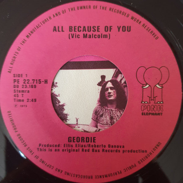 Geordie : All Because Of You (7", Single)
