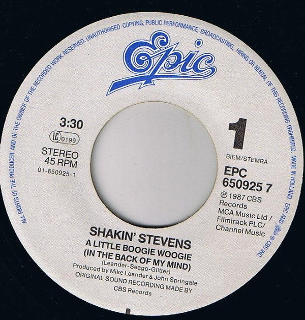 Shakin' Stevens : A Little Boogie Woogie (In The Back Of My Mind) (7", Single)