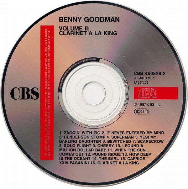 Benny Goodman : Volume II: Clarinet A La King (CD, Comp, Mono, RM)