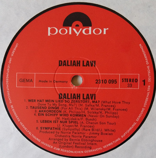 Daliah Lavi : Daliah Lavi (LP, Album)