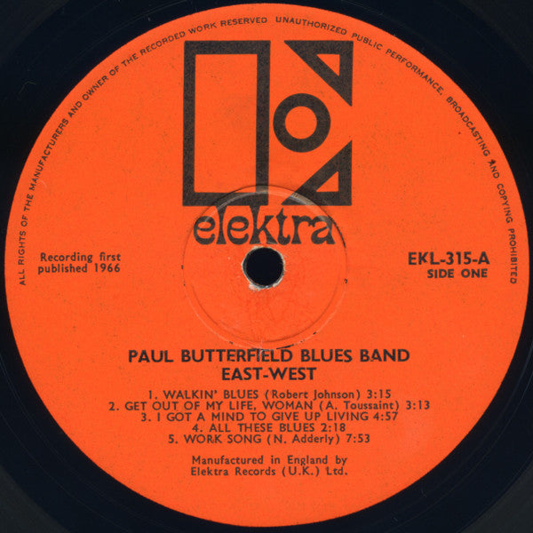 The Butterfield Blues Band* : East West (LP, Album, Mono)