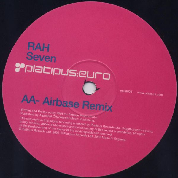 Rah : Pole Position / Seven (The Airbase Mixes) (12")