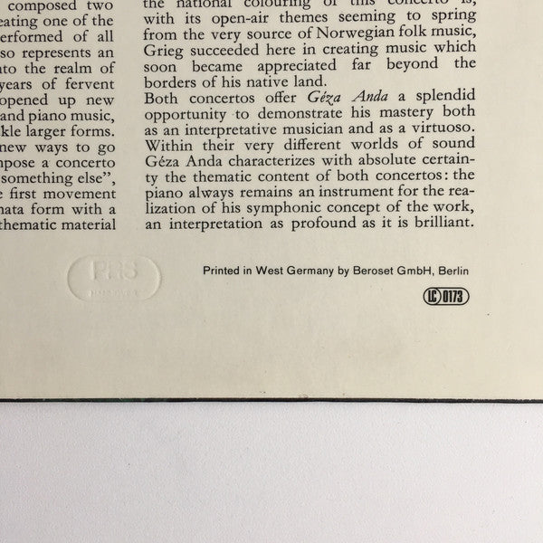 Robert Schumann / Edvard Grieg - Géza Anda, Rafael Kubelik, Berliner Philharmoniker : Klavierkonzerte In A-moll · Piano Concertos In A Minor (LP, Album, RE)