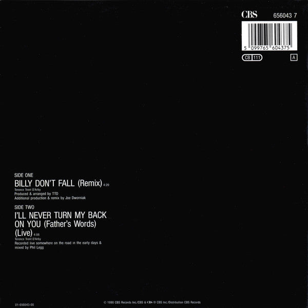 Terence Trent D'Arby : Billy Don't Fall (7")
