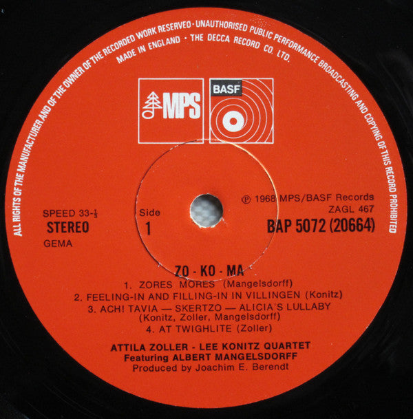 Attila Zoller / Lee Konitz / Albert Mangelsdorff : Zo-Ko-Ma (LP, Album)