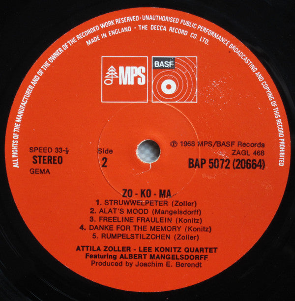 Attila Zoller / Lee Konitz / Albert Mangelsdorff : Zo-Ko-Ma (LP, Album)