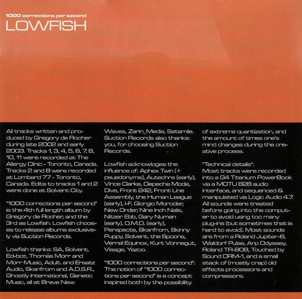 Lowfish : 1000 Corrections Per Second (CD, Album)