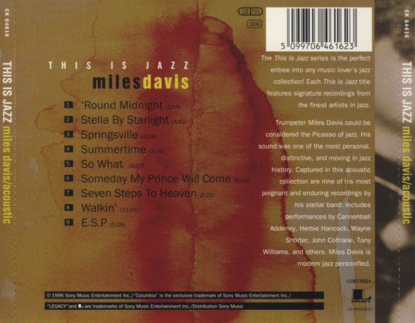 Miles Davis : This Is Jazz: Miles Davis Acoustic (CD, Comp)