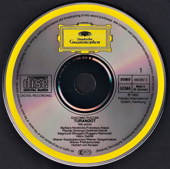 Giacomo Puccini - Katia Ricciarelli, Placido Domingo, Barbara Hendricks, Ruggero Raimondi, Wiener Staatsopernchor, Wiener Sängerknaben*, Wiener Philharmoniker, Herbert von Karajan : Turandot (3xCD, Album, RE + Box, Sli)