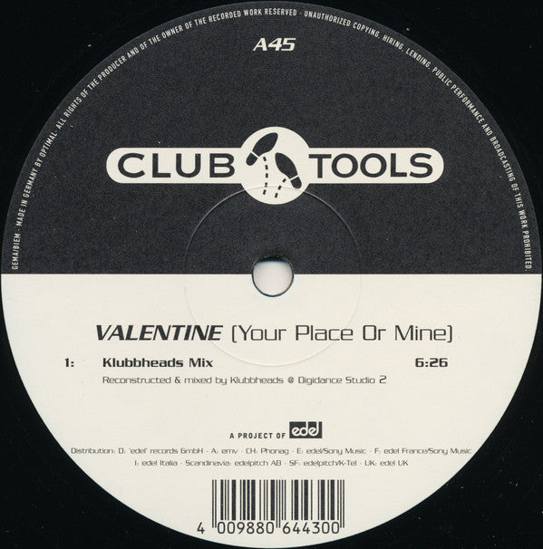 Valentine* : Your Place Or Mine (12")