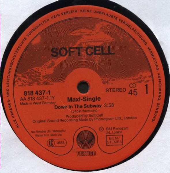 Soft Cell : Down In The Subway (12", Maxi)