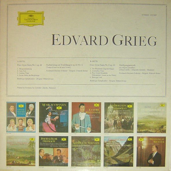 Edvard Grieg - Richard Kraus / Bamberger Symphoniker : Peer-Gynt-Suite Nr. 1 Op. 46 / Hochzeitstag Auf Troldhaugen Op. 65 Nr. 6 / Peer-Gynt-Suite Nr. 2 Op. 55 / Huldigungsmarsch Aus "Sigurd Jorsalfar" (LP)