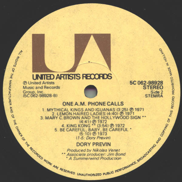 Dory Previn : One A.M. Phonecalls (LP, Comp)