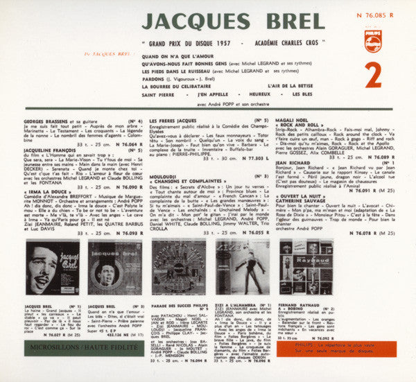 Jacques Brel : Quand On N'A Que L'Amour - Avec Les Orchestres  André Popp Et Michel Legrand (CD, RE, RM)