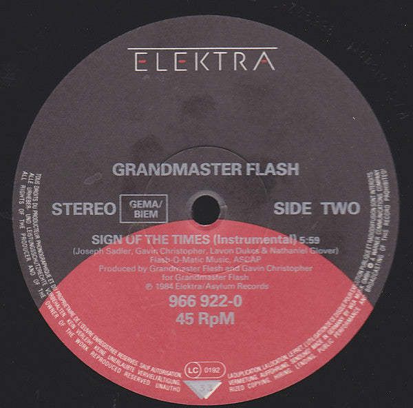 Grandmaster Flash : Sign Of The Times (12")