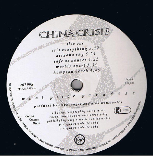 China Crisis : What Price Paradise (LP, Album)