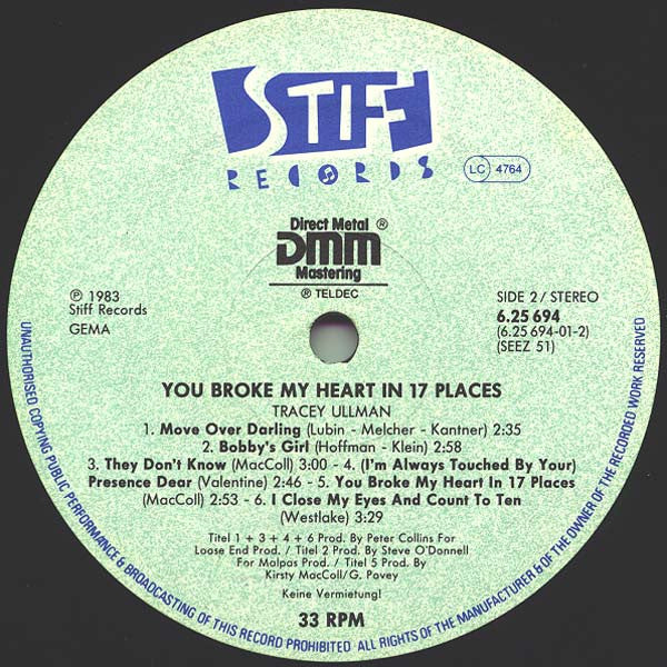 Tracey Ullman : You Broke My Heart In 17 Places (LP, Album)