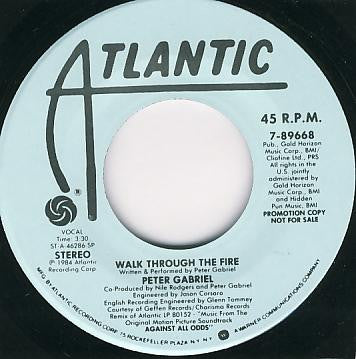 Peter Gabriel : Walk Through The Fire (7", Promo)