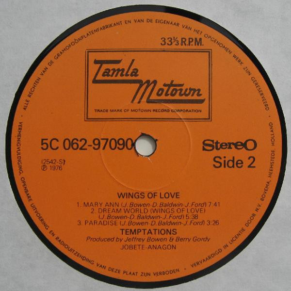 The Temptations : Wings Of Love (LP, Album)