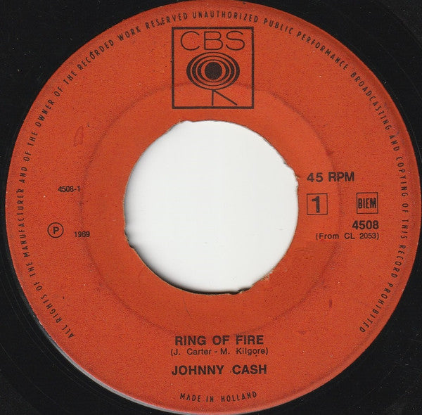 Johnny Cash : Ring Of Fire /  Bonanza! (7", Single, 4-P)