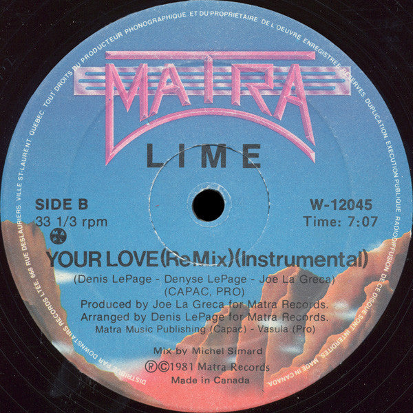 Lime (2) : Your Love (Re Mix) (12")