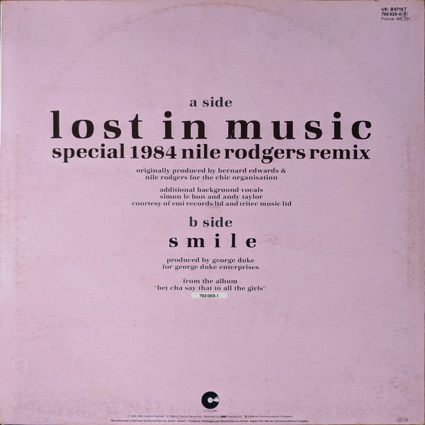 Sister Sledge : Lost In Music (12")