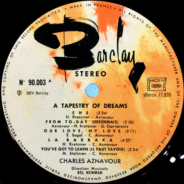 Charles Aznavour : A Tapestry Of Dreams (LP, Album)