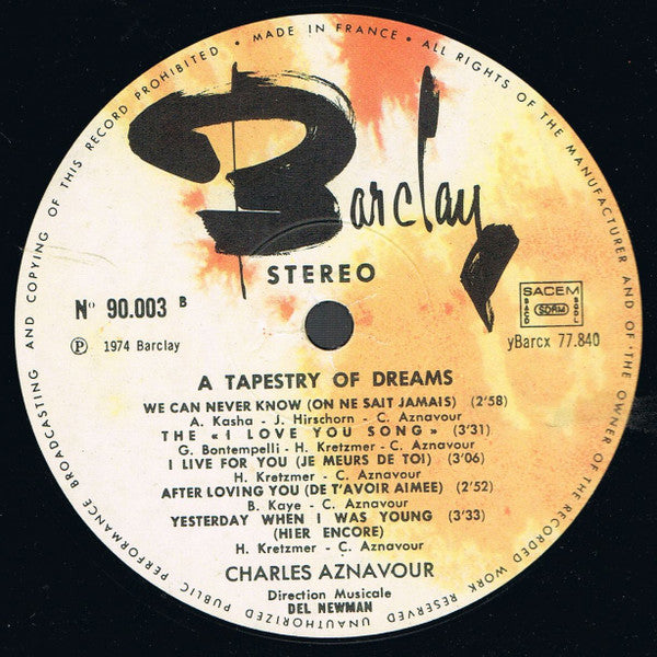 Charles Aznavour : A Tapestry Of Dreams (LP, Album)