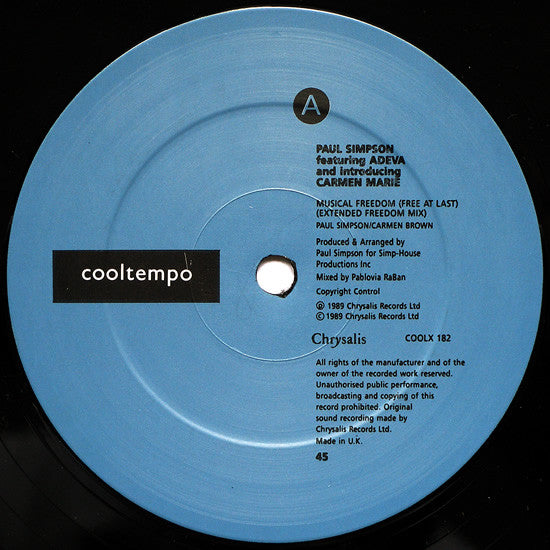 Paul Simpson Featuring Adeva : Musical Freedom (Free At Last) (12")