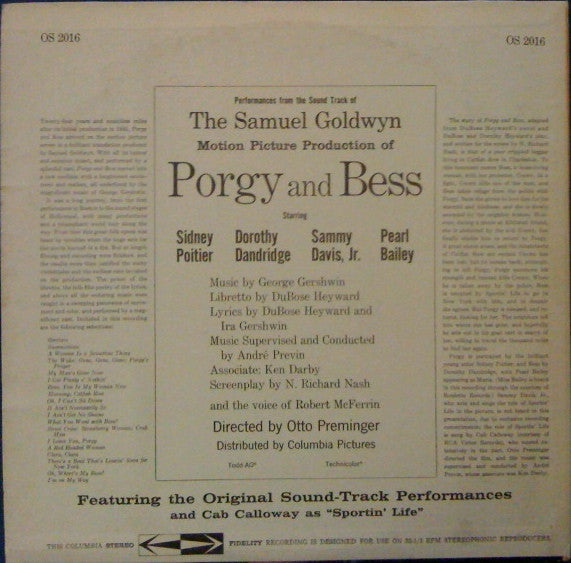 Various : Porgy And Bess (Original Sound Track Recording) (LP, Album, RE)