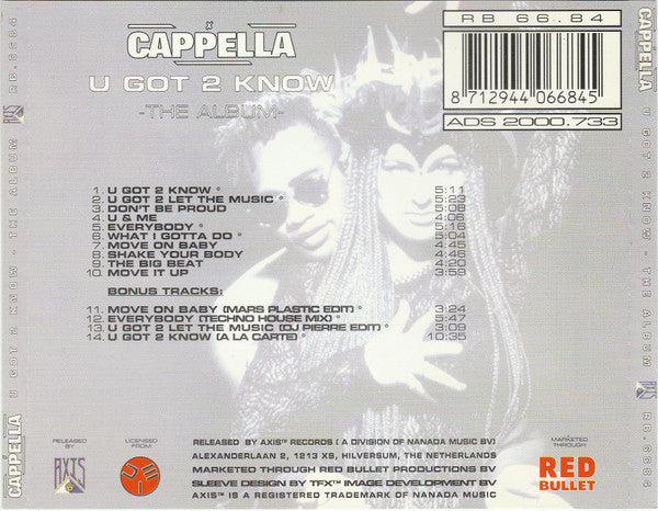 Cappella : U Got 2 Know - The Album (CD, Album)