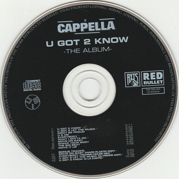 Cappella : U Got 2 Know - The Album (CD, Album)