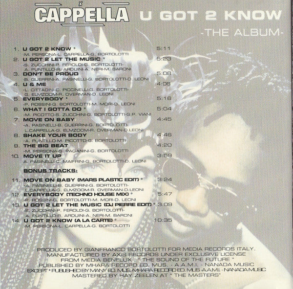 Cappella : U Got 2 Know - The Album (CD, Album)