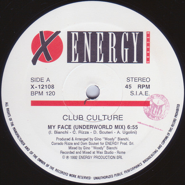 Club Culture (2) : My Face (12", Maxi)