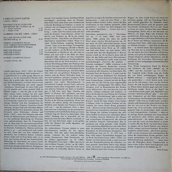Camille Saint-Saëns / Gabriel Fauré, Robert Casadesus, New York Philharmonic, Leonard Bernstein : Klavierkonzert Nr. 4 / Ballade Op. 19 / Préludes, Des-Sur, G- Moll, D-Moll (LP, Comp)