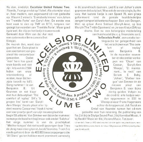 Various : Excelsior United Volume Two (CD, Comp, Enh, Smplr, Car)