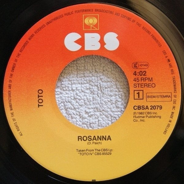 Toto : Rosanna (7", Single)
