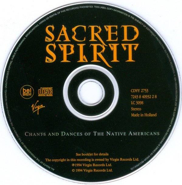 Sacred Spirit : Chants And Dances Of The Native Americans (CD, Album)