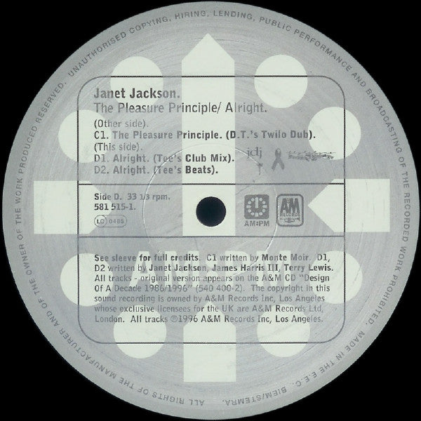 Janet Jackson : The Pleasure Principle (The Danny Tenaglia Mixes) / Alright (The Todd Terry Mixes) (2x12", Ltd)