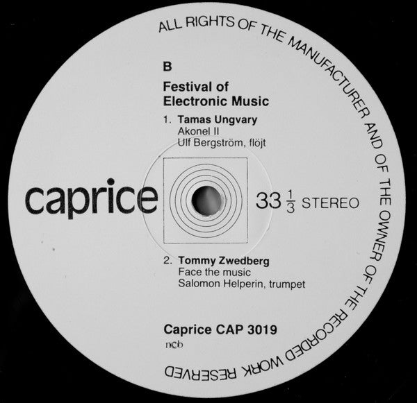 Rolf Enström · Pär Lindgren · Tamas Ungvary · Tommy Zwedberg : Festival Of Electronic Music - Cirkus, Stockholm 1979 (LP, Album)