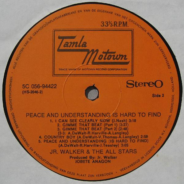 Junior Walker & The All Stars : Peace & Understanding Is Hard To Find (LP, Album)